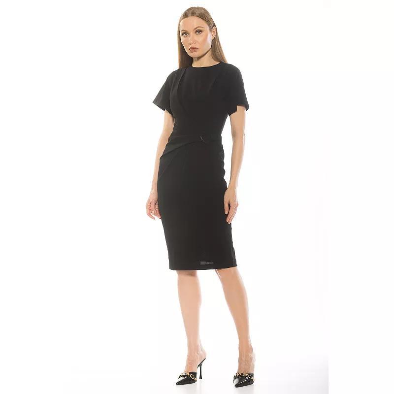 Womens ALEXIA ADMOR Clara Crewneck Draped Short Sleeve Dress Product Image