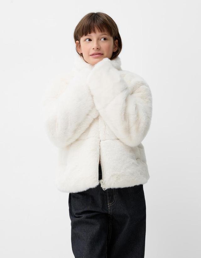 Faux shearling puffer jacket Product Image