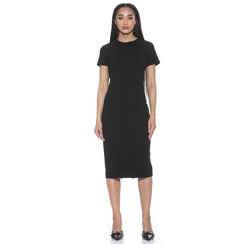 Womens ALEXIA ADMOR Quinn Draped-Neck Midi Sheath Dress Product Image