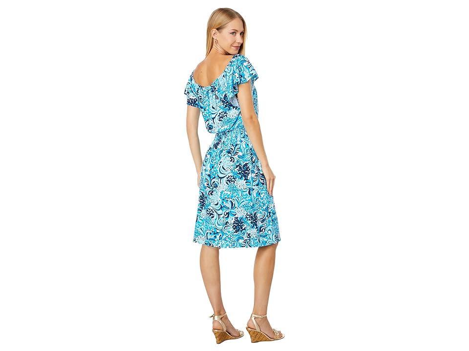 Lilly Pulitzer Clarette Flutter Sleeve Dress (Resort White Mermazing) Women's Clothing Product Image