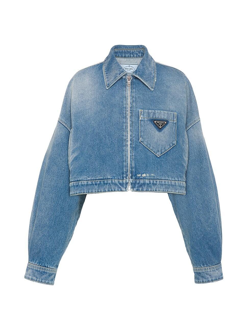 Womens Cropped Organic Denim Jacket Product Image