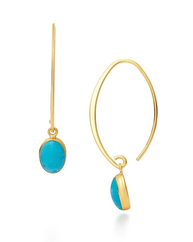 Bloomingdales Turquoise Threader Drop Earrings in 14K Yellow Gold - 100% Exclusive Product Image