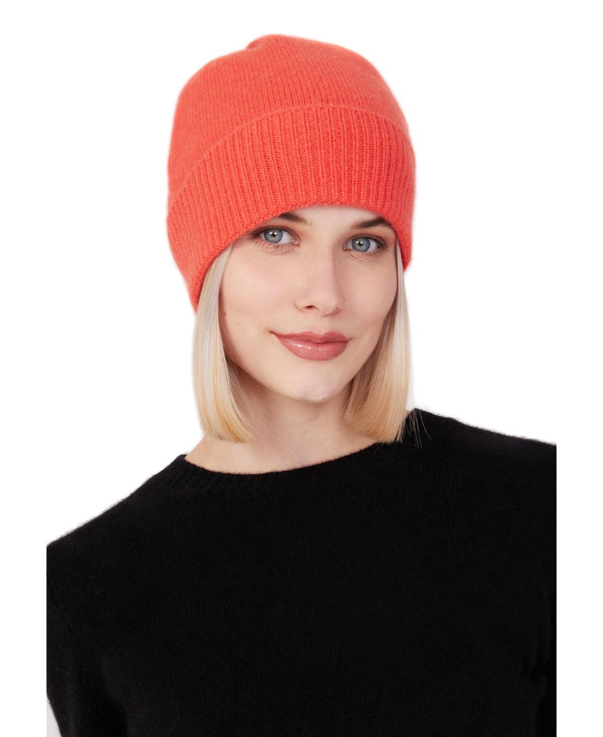 Style Republic 100% Pure Cashmere Womens Ribbed Cuff Beanie Product Image