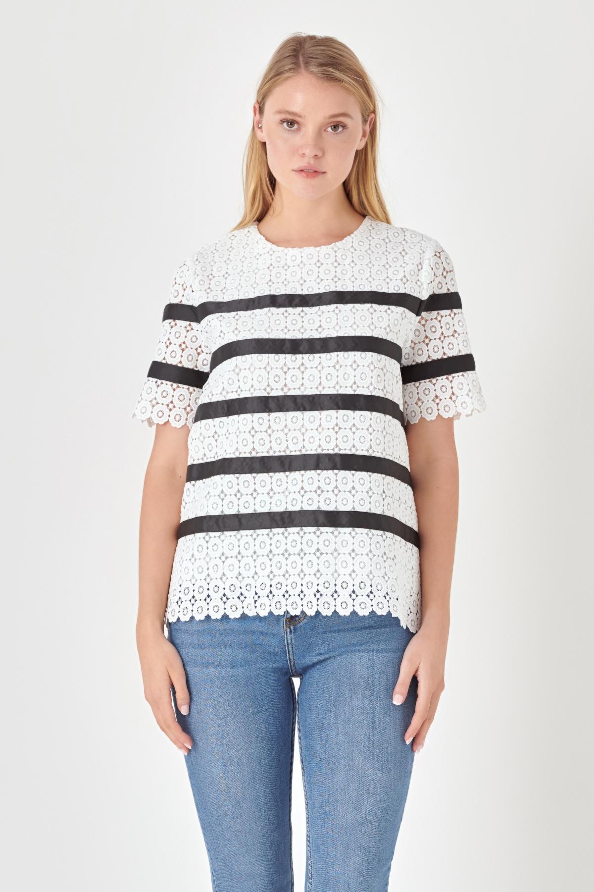 English Factory Lace Stripe Top Product Image