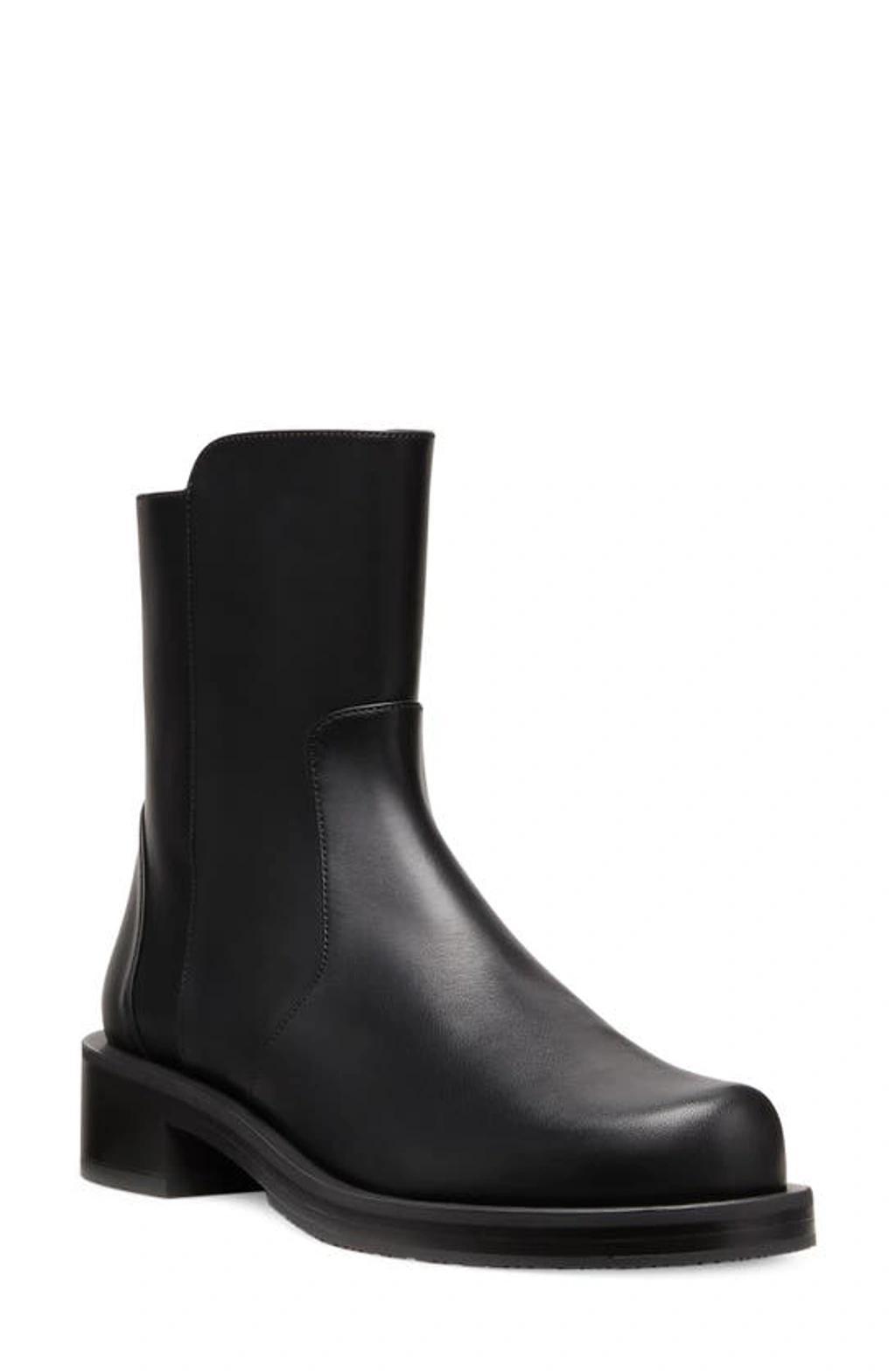 STUART WEITZMAN Bold Suede Moto Ankle Boots In Black Product Image