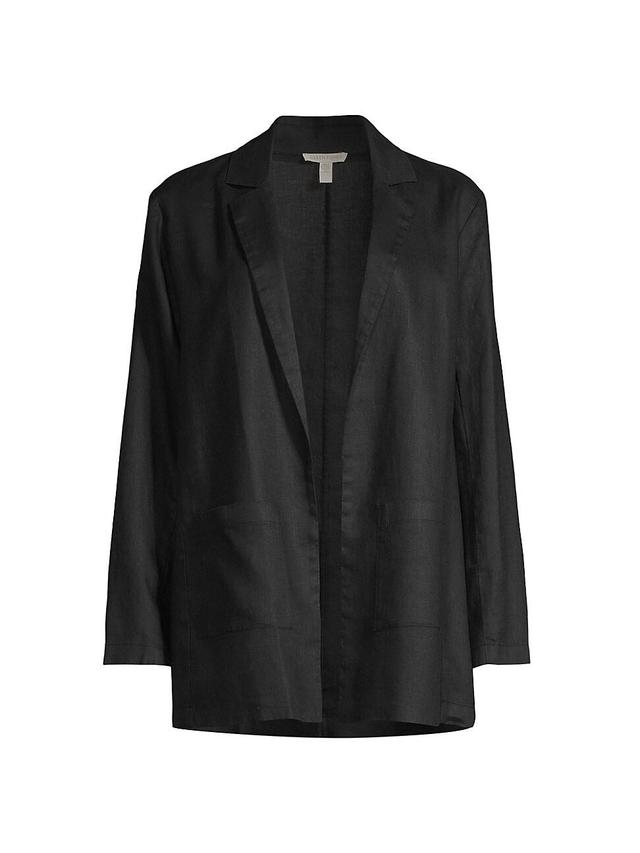 Eileen Fisher Linen Notch Collar Long Blazer Product Image