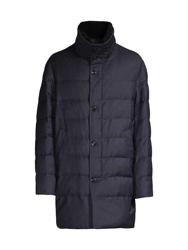 Mens Quilted Wool Parka with Shearling Lamb Product Image