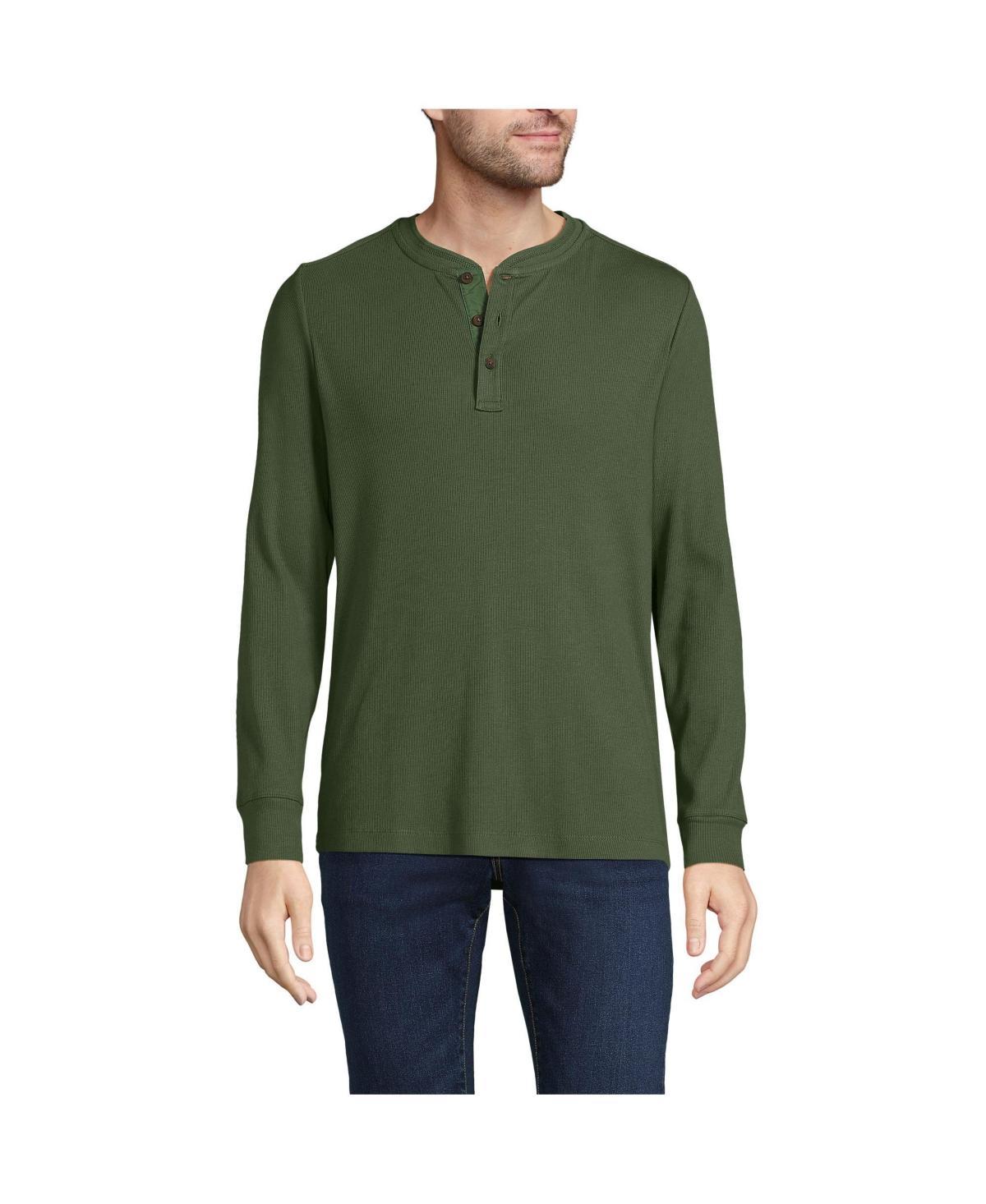 Lands End Mens Long Sleeve Rib Henley Product Image