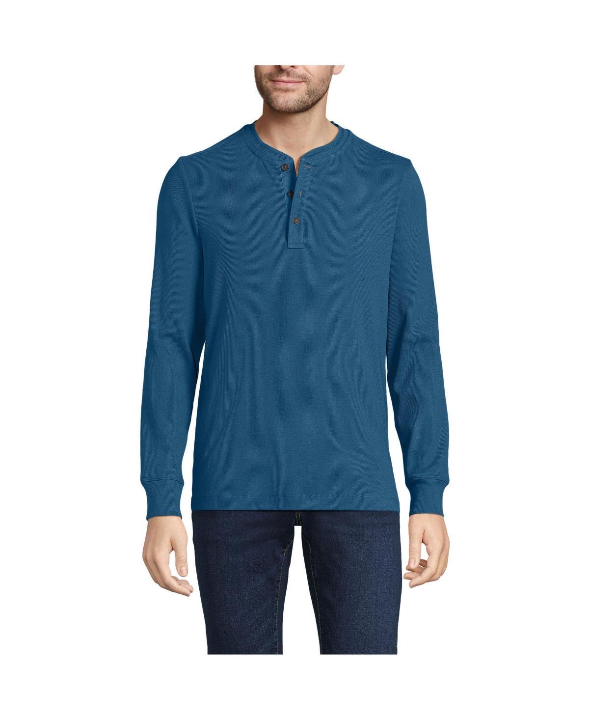 Lands End Mens Long Sleeve Rib Henley Product Image