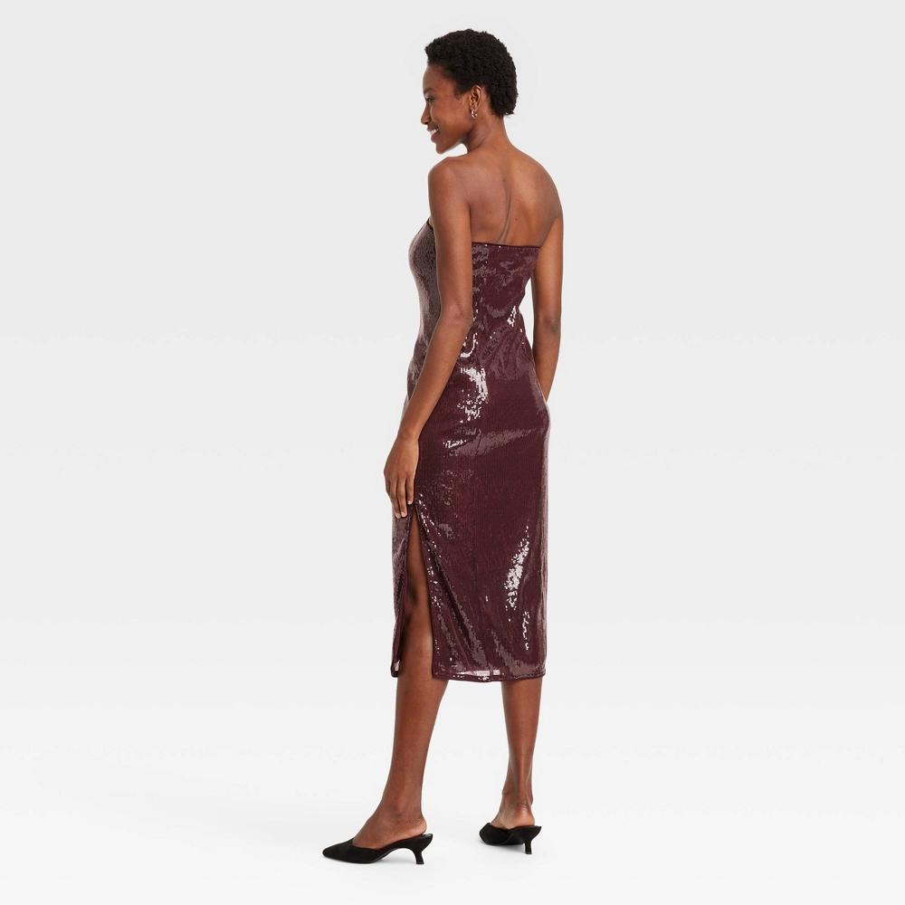 Womens Sequin Midi Tube Dress - A New Day Burgundy Product Image