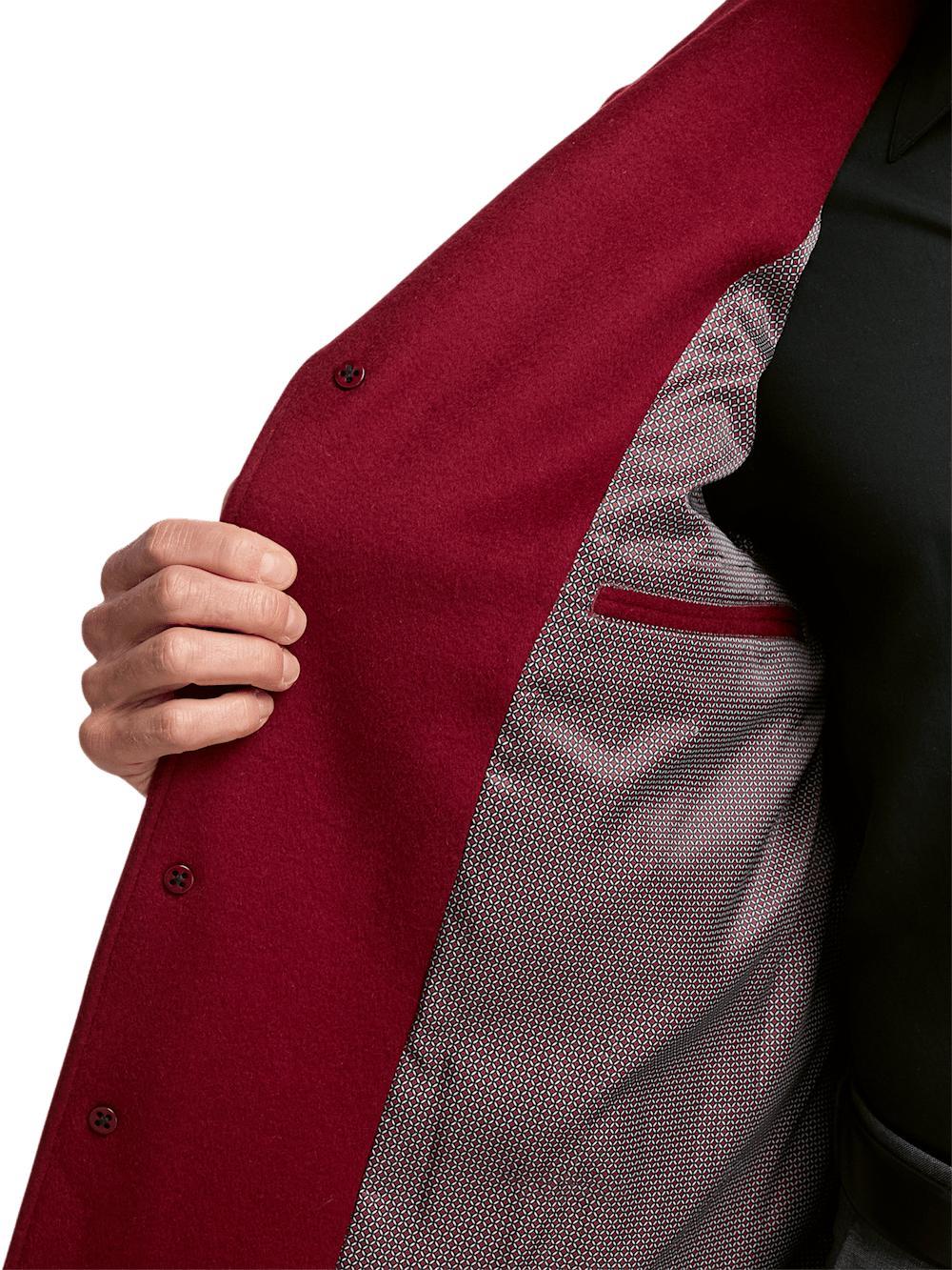 Wool Single Breasted Topcoat - Red Product Image