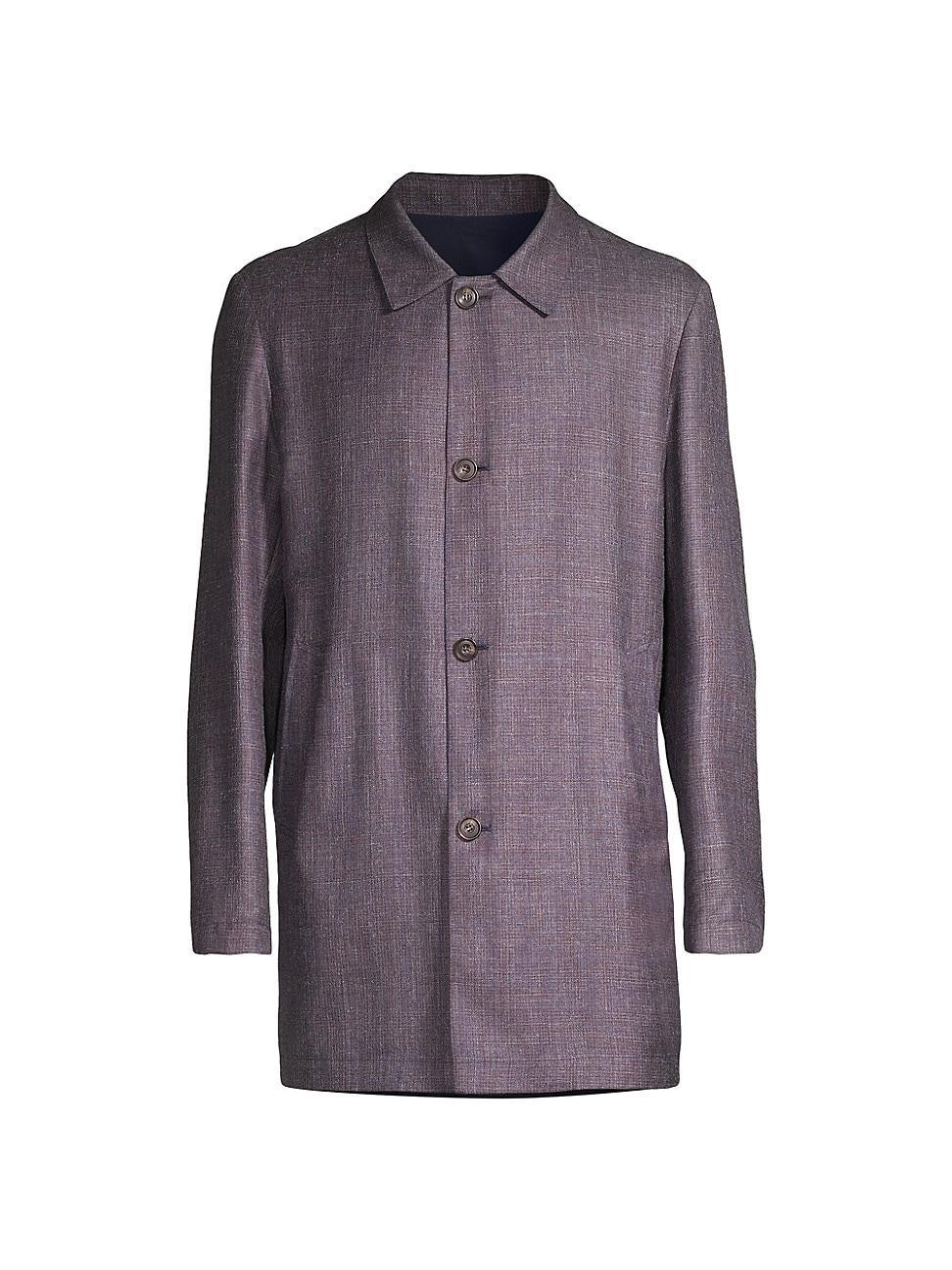 Mens Reversible Wool & Silk Blend Trench Coat Product Image