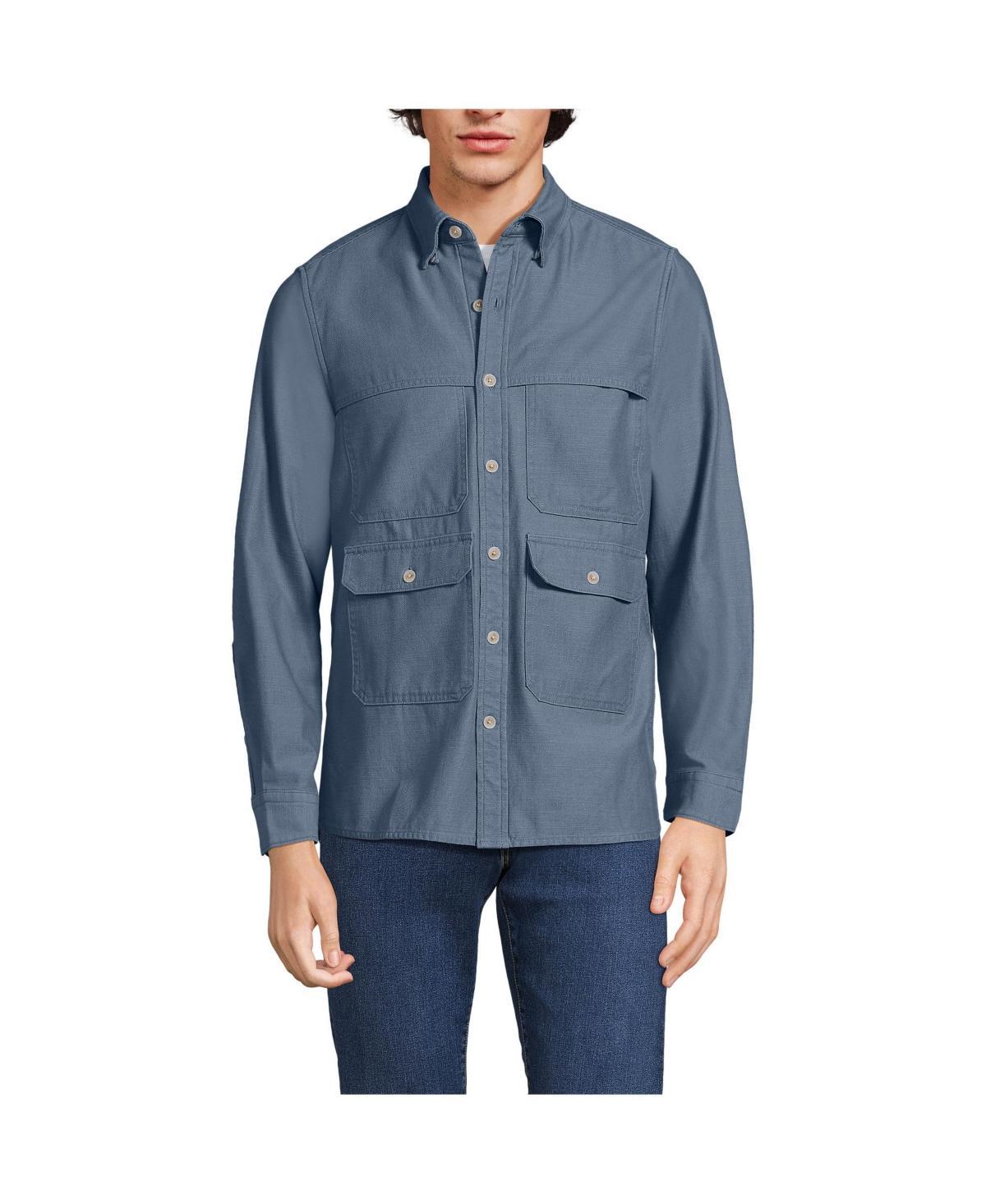 Mens Lands End Textured Twill Utility Long Sleeve Shirt Product Image