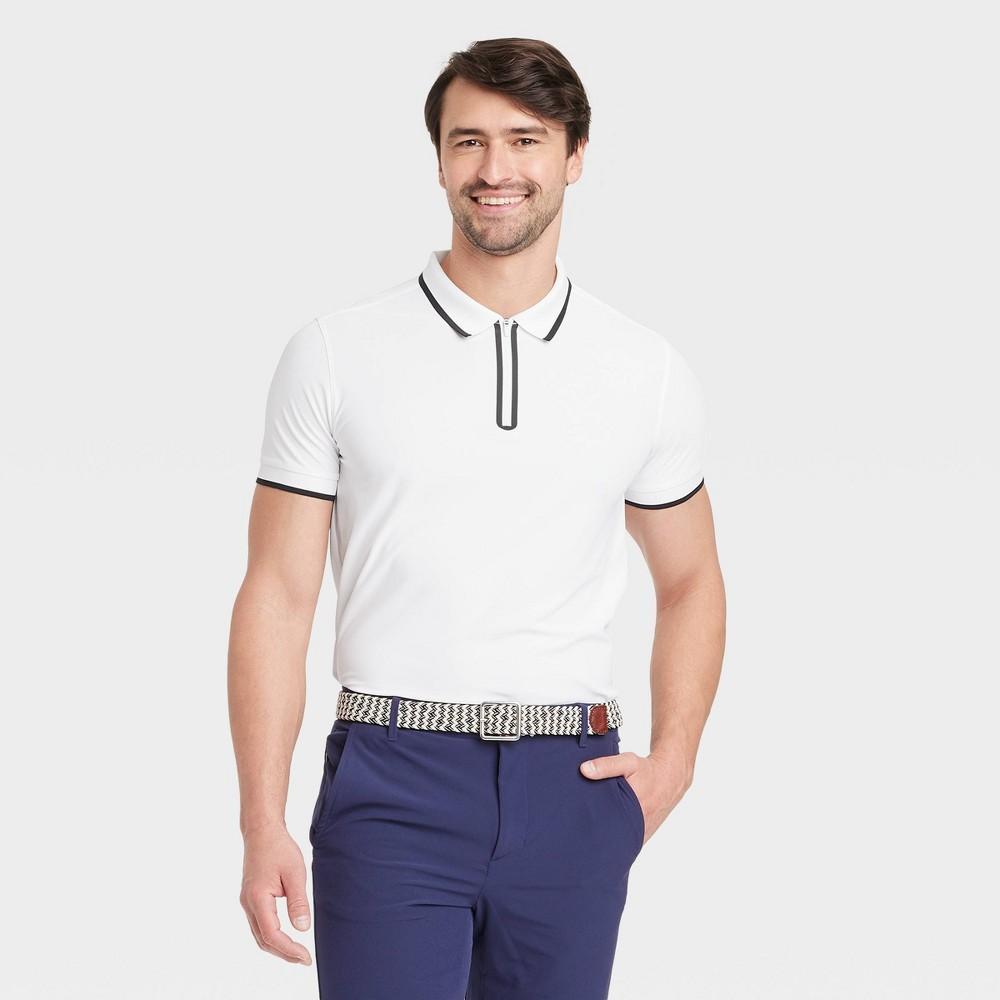 Mens Zip Polo T-Shirt - All In Motion White L Product Image