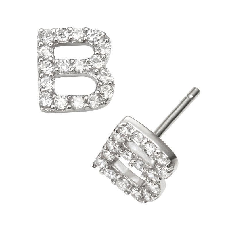 Sophie Miller Sterling Silver Cubic Zirconia Initial Stud Earrings, Womens Product Image