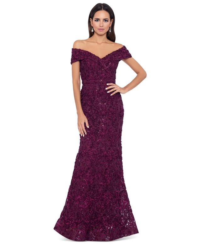 Xscape Off-The-Shoulder Lace Gown Product Image