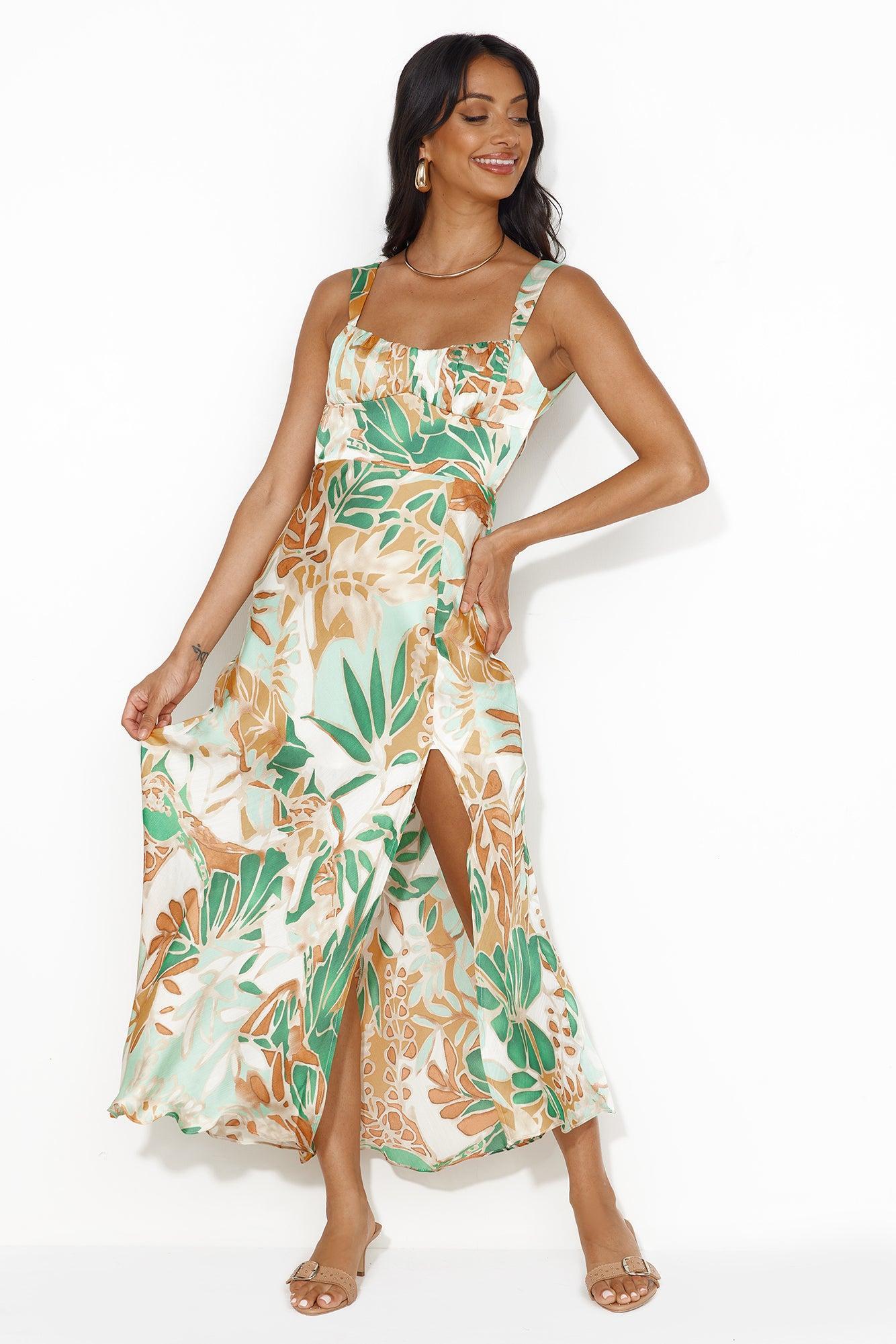 Season Of Flings Maxi Dress Green Product Image