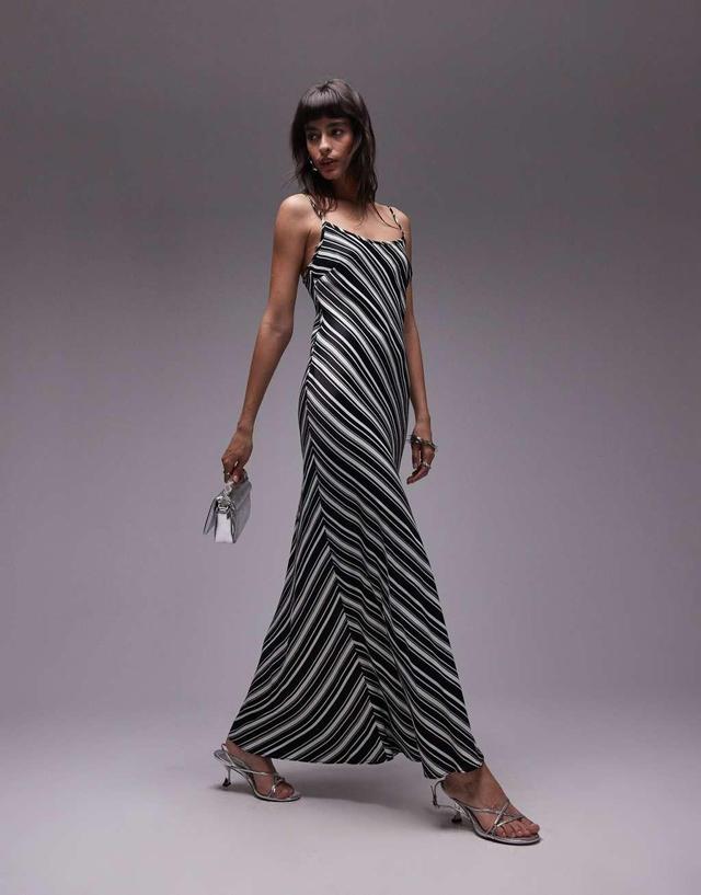 Topshop scoop neck slip maxi dress in stripe print Product Image