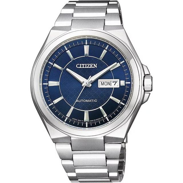 Citizen Mens Sporty Automatic Stainless Steel Blue Dial Bracelet Watch Silver Product Image