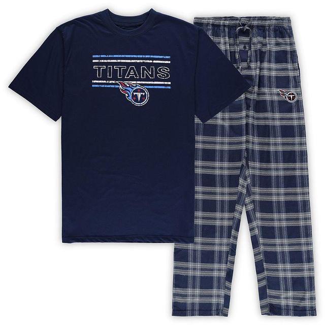 Mens Concepts Sport Navy Blue Tennessee Titans Big & Tall Flannel Sleep Set Product Image