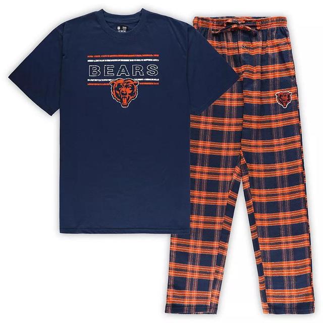 Mens Concepts Sport /Orange Chicago Bears Big & Tall Flannel Sleep Set Blue Product Image