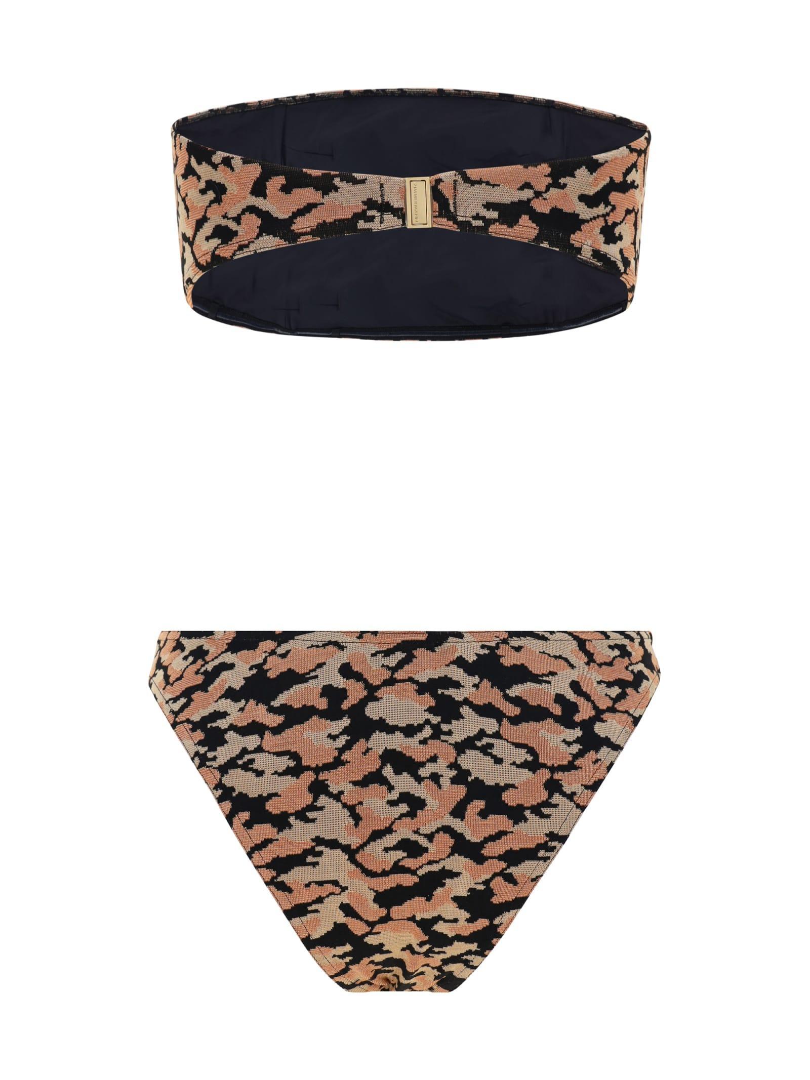 ZIMMERMANN Waverly Texture Bandeau Swimsuit In Multicolor Product Image