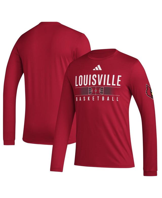 Mens adidas Red Louisville Cardinals Practice Basketball Pregame Aeroready Long Sleeve T-shirt Product Image