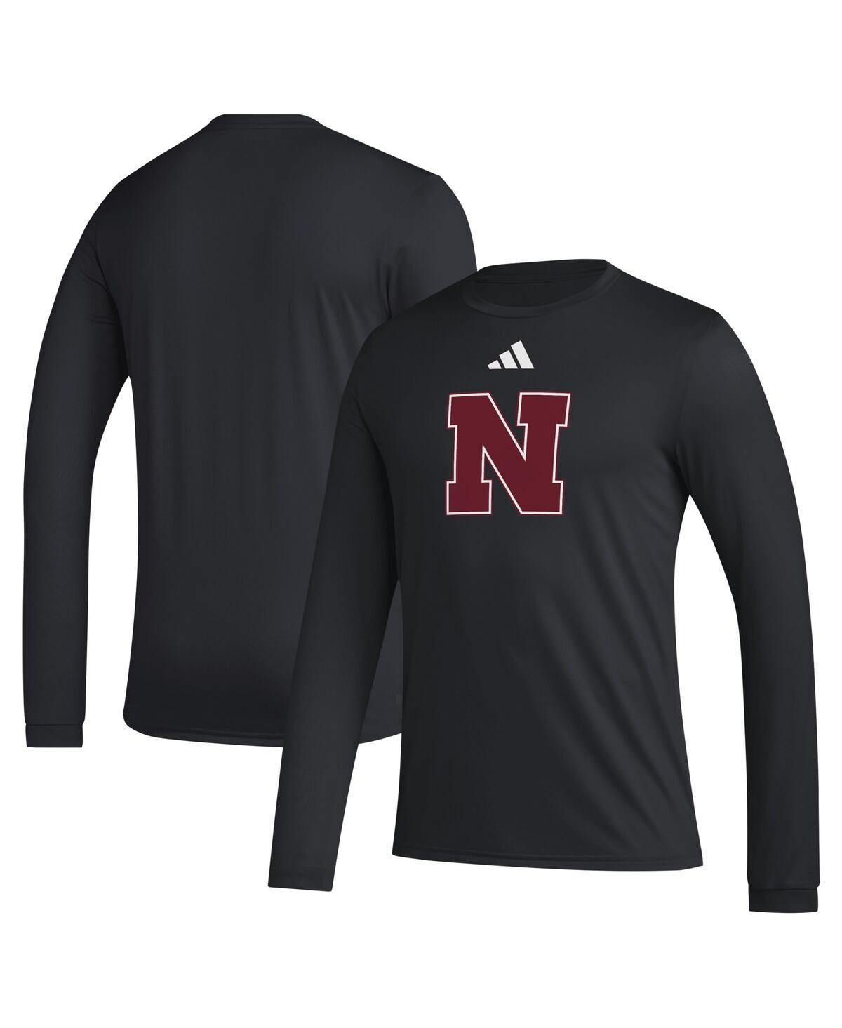 Adidas Mens Black Nebraska Huskers Primary Locker Logo Pre-Game Long Sleeve T-Shirt Product Image