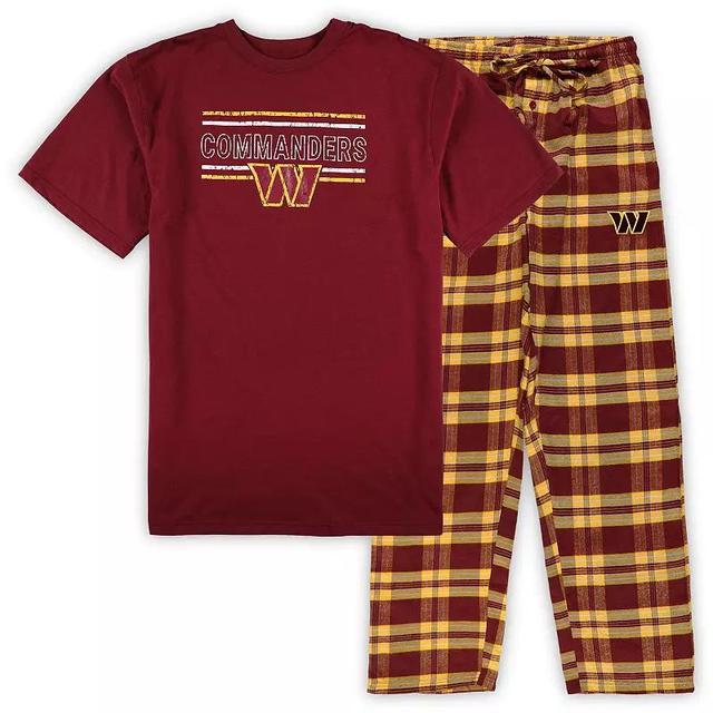 Mens Concepts Sport Burgundy/Gold Washington Commanders Big & Tall Flannel Sleep Set Product Image