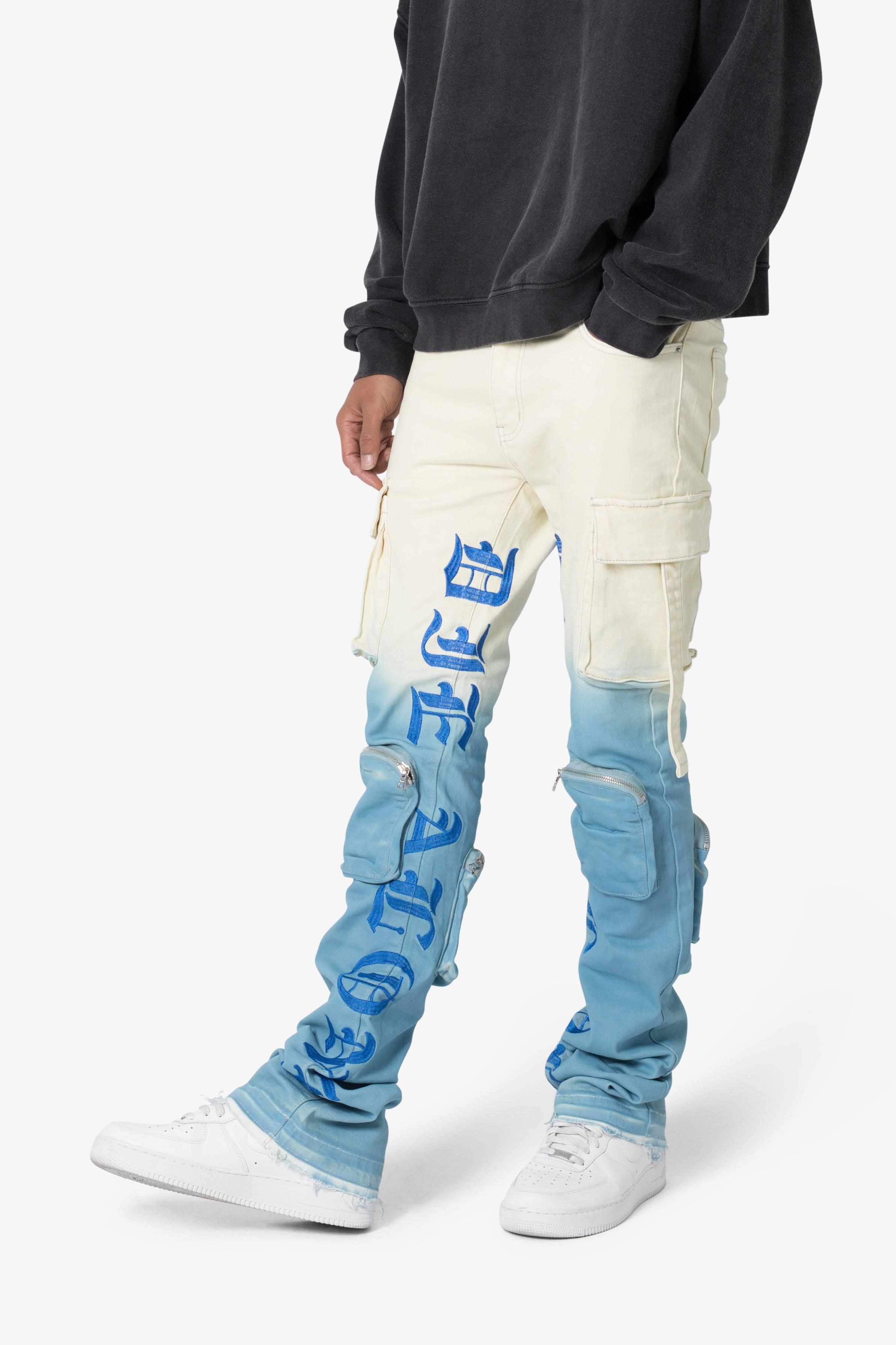 X634 Cargo Skinny Stacked Denim - Blue/White Product Image