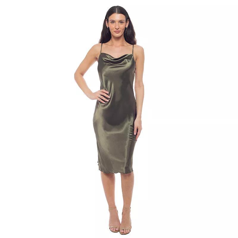 Womens bebe Satin Midi Slip Dress Product Image