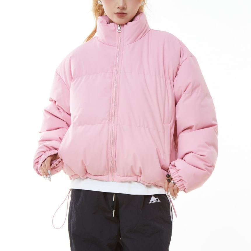 Stand Collar Plain Zipper Puffer Jacket product image