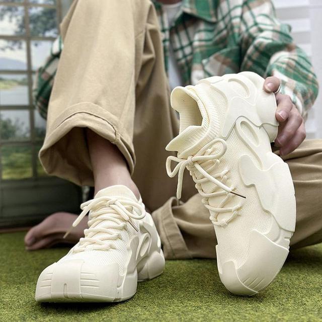 Plain Lace-Up Sneakers Product Image