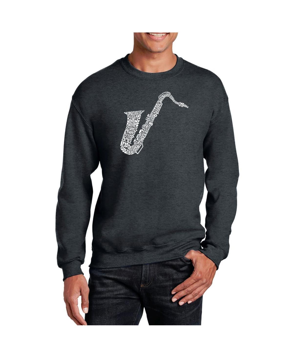 La Pop Art Mens Word Art Sax Crewneck Sweatshirt Product Image