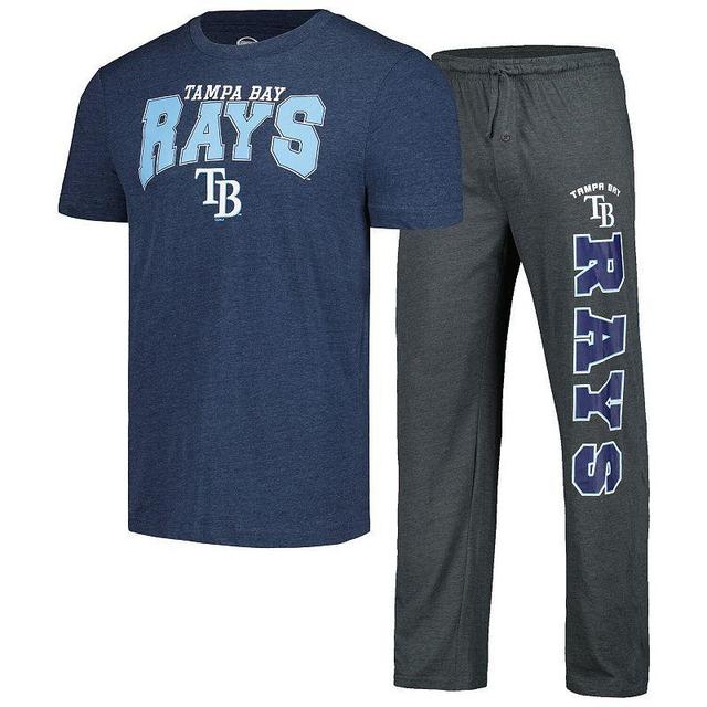 Mens Concepts Sport Charcoal/Navy Tampa Bay Rays Meter T-Shirt & Pants Sleep Set Product Image