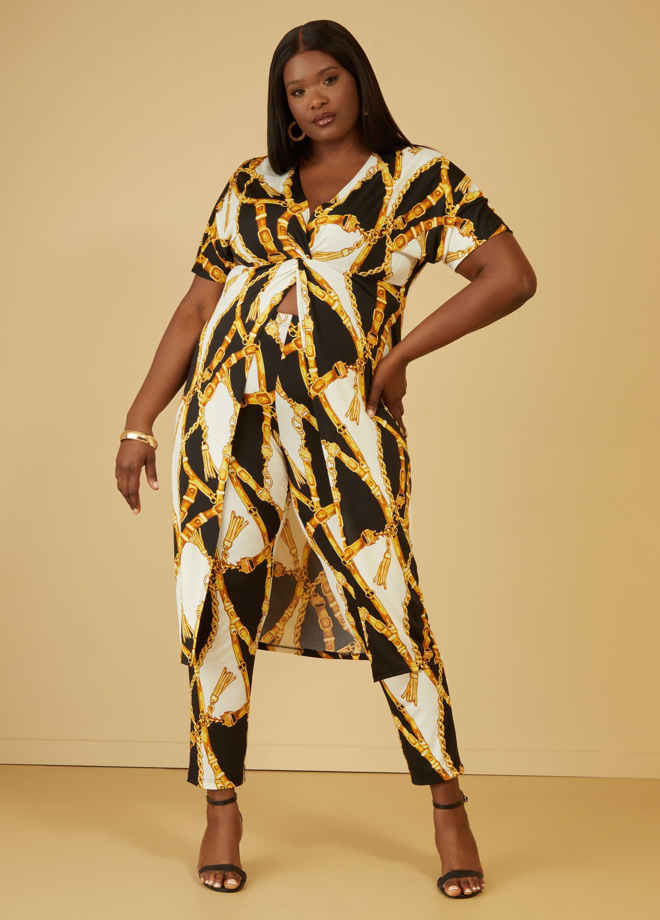 Plus Size Status Print High Rise Leggings Ashley Stewart Product Image