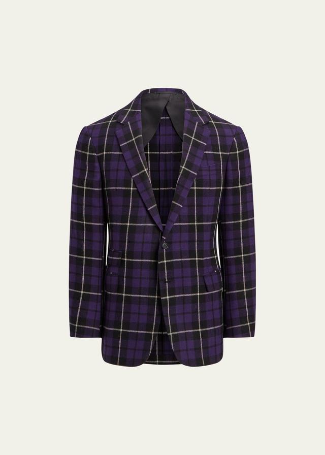 Mens Kent Plaid Cashmere Two-Button Suit Jacket Product Image