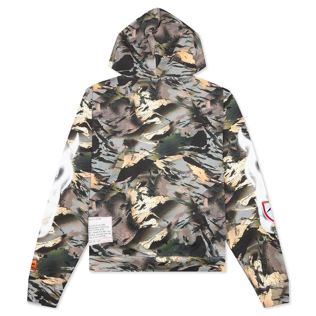 Hoodie Camo Flaming Sleeve - Camouflage Green Male Product Image