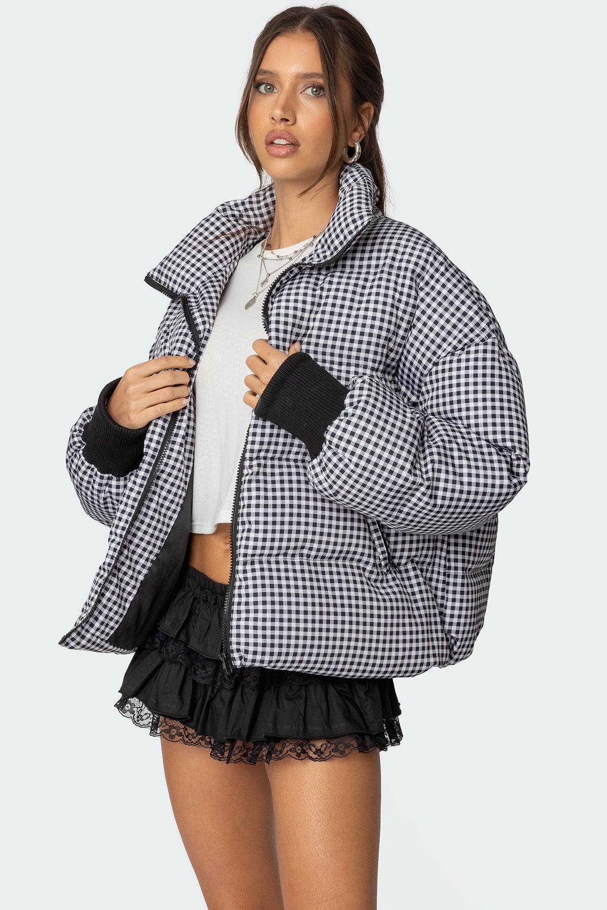 Oversized Gingham Puffer Product Image