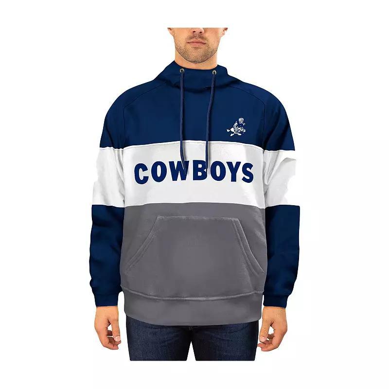 Men's New Era Navy/White Dallas Cowboys Big & Tall Retro Joe Fleece Pullover Hoodie Product Image