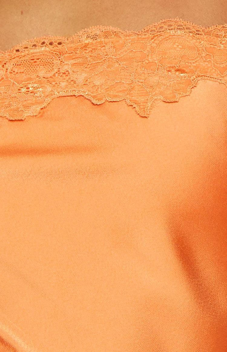 Teddie Orange Satin Slip Dress Product Image