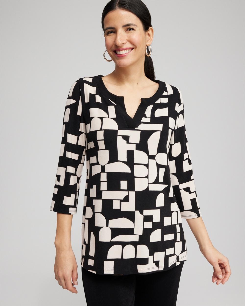 Travelers™ Block Print Split Neck Top Product Image