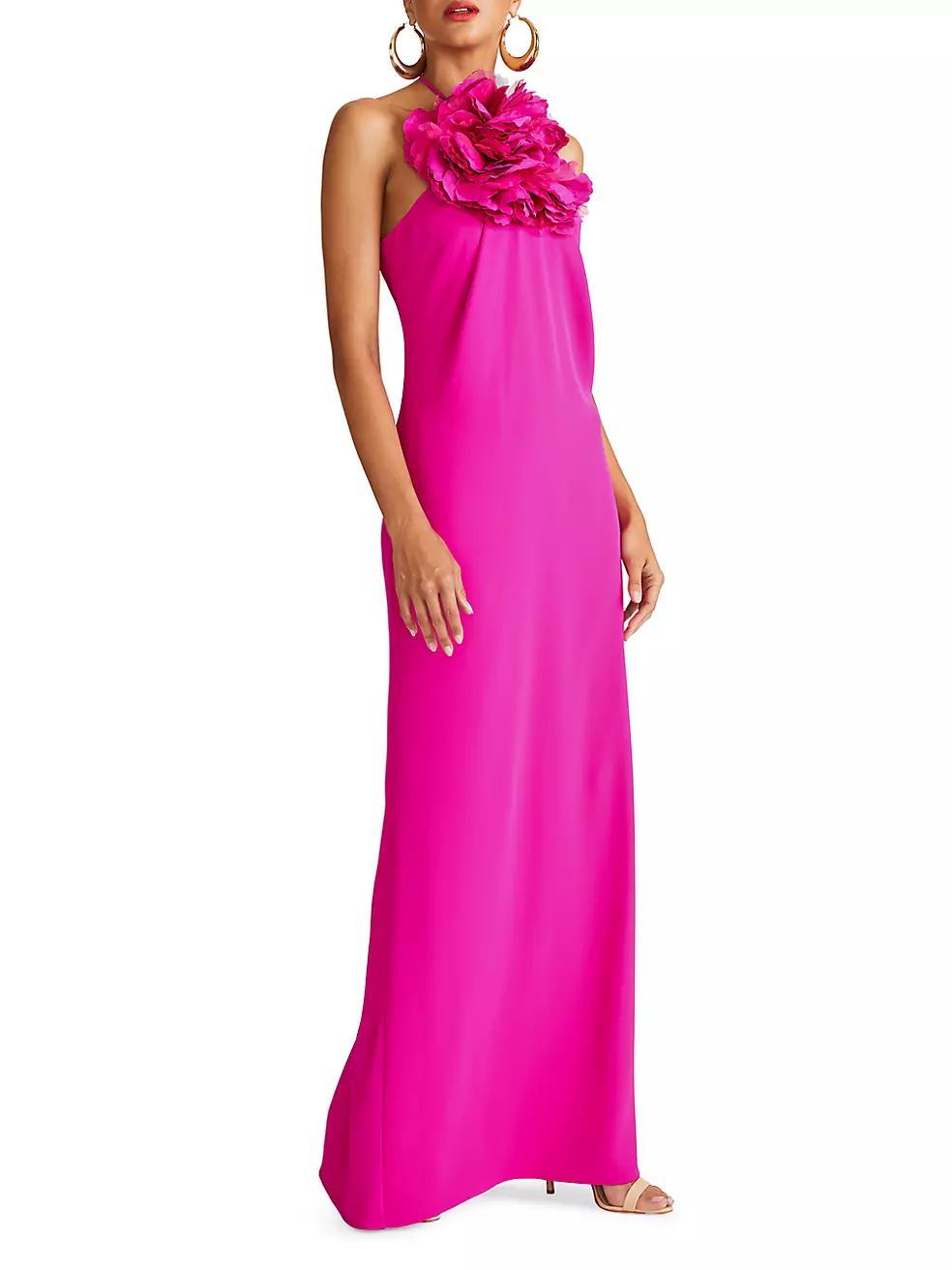 Onika Floral Appliqué Halter Gown Product Image