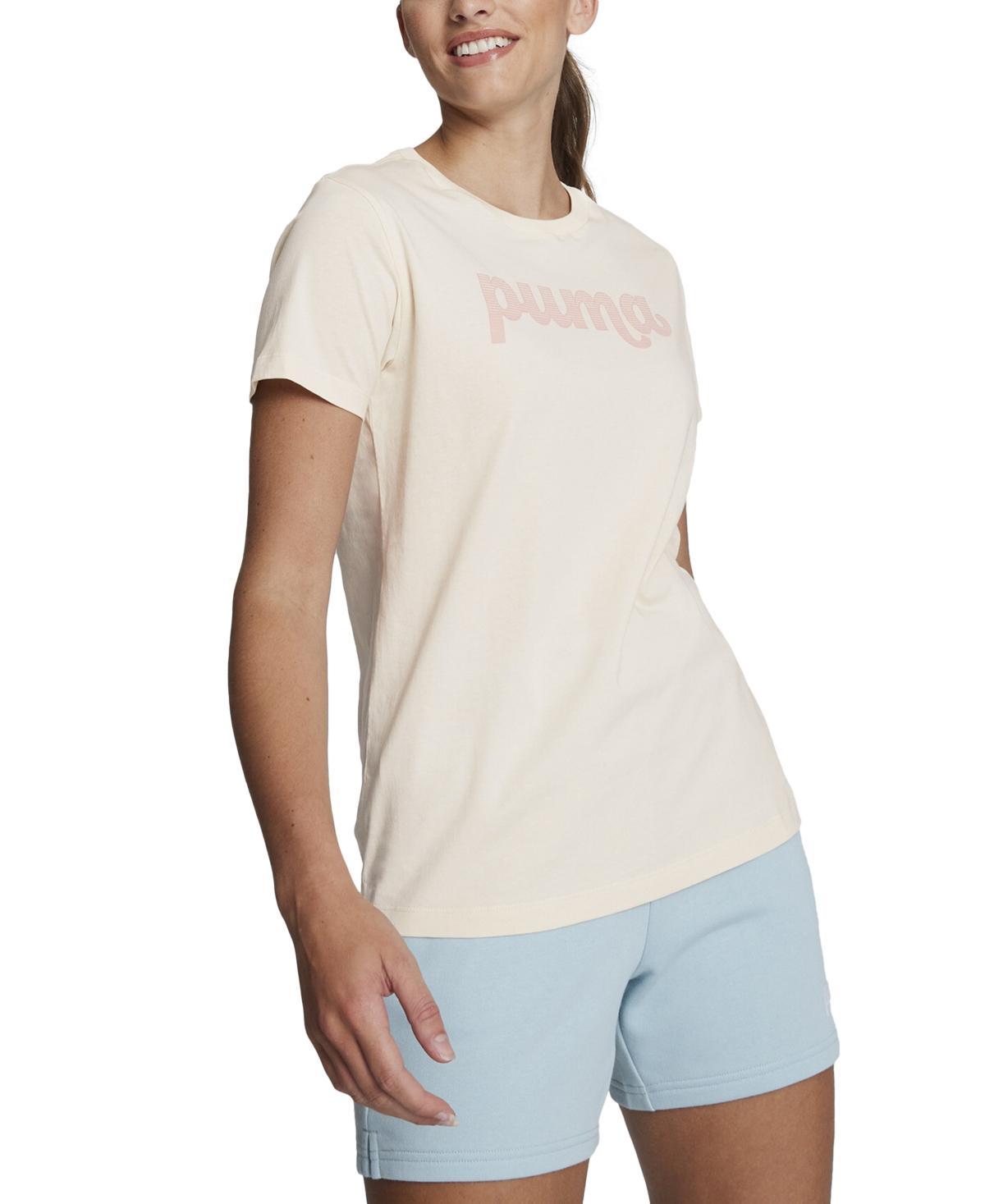 Puma Womens Spirited Logo Crewneck Cotton T-Shirt Product Image