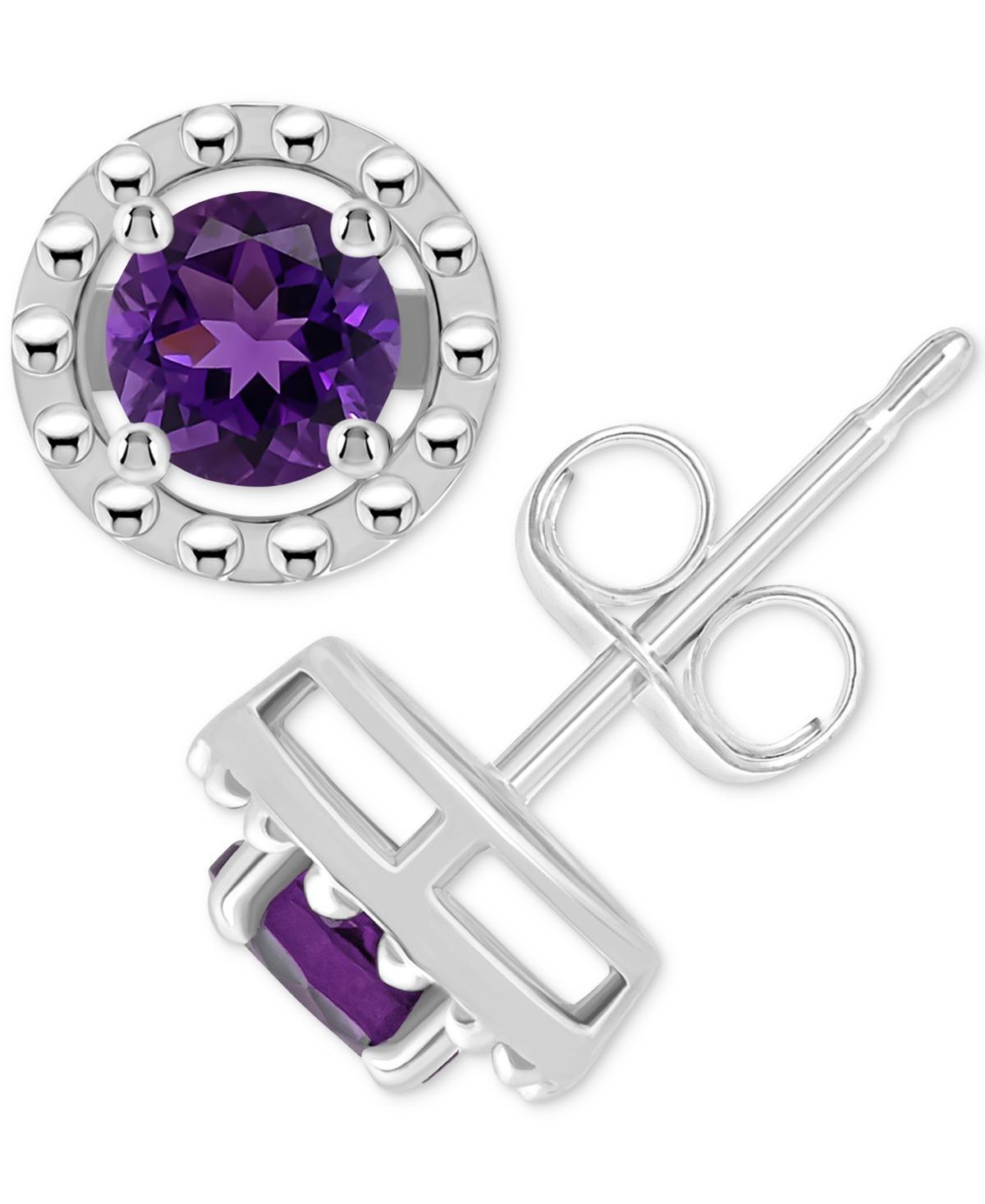 Celebration Gems 10k Gold Round Amethyst Stud Earrings, Womens, 10k White Gold Product Image