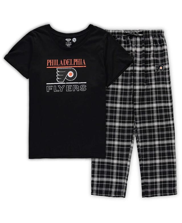 Womens Concepts Sport Black Philadelphia Flyers Plus Size Lodge T-shirt and Pants Sleep Set Product Image