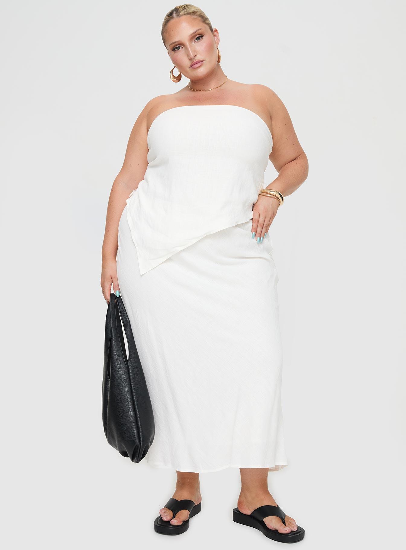 Ermias Linen Blend Midi Skirt White Curve Product Image