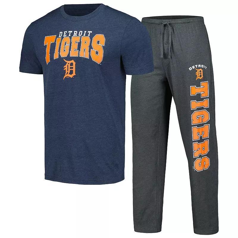 Mens Concepts Sport /Navy Detroit Tigers Meter T-Shirt & Pants Sleep Set Grey Product Image