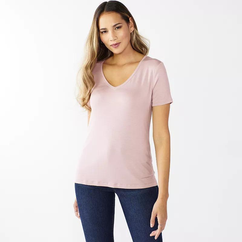 Womens Nine West Essential V-Neck Tee Washed Purple Product Image