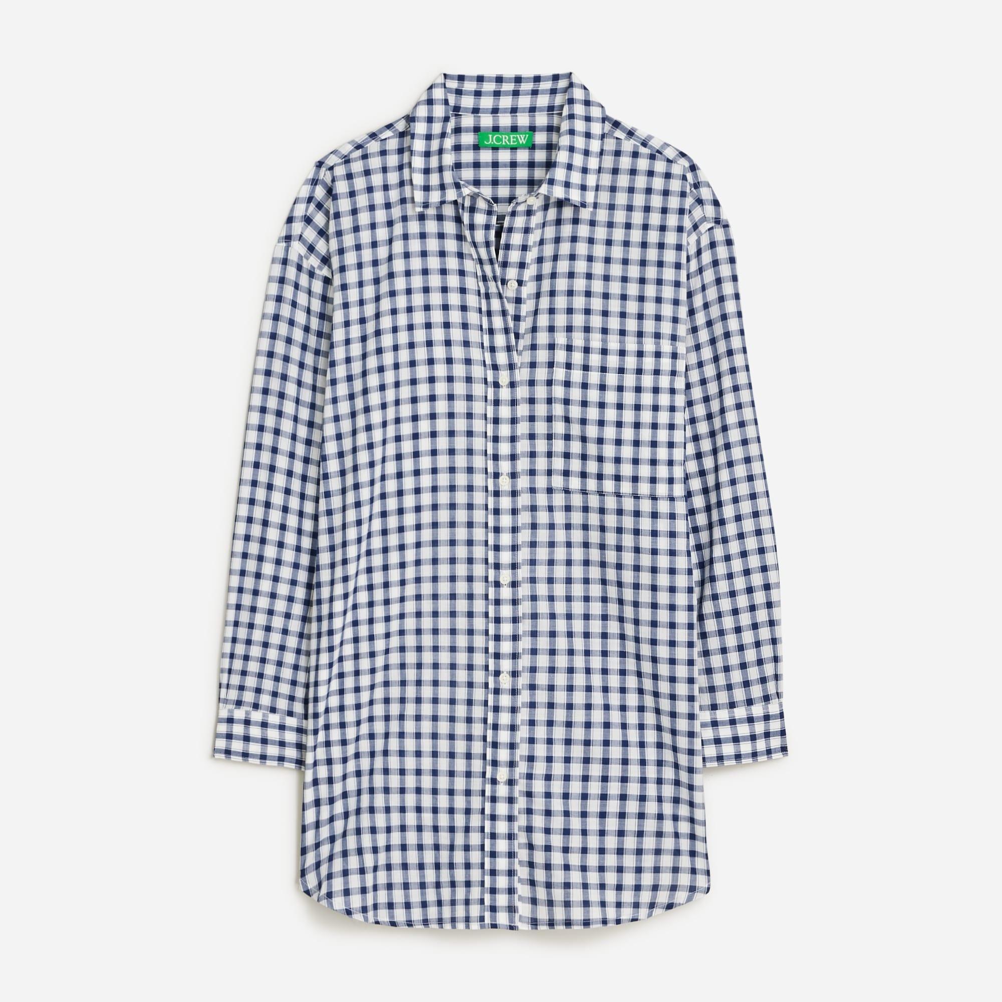 Cotton voile beach shirt in gingham Product Image